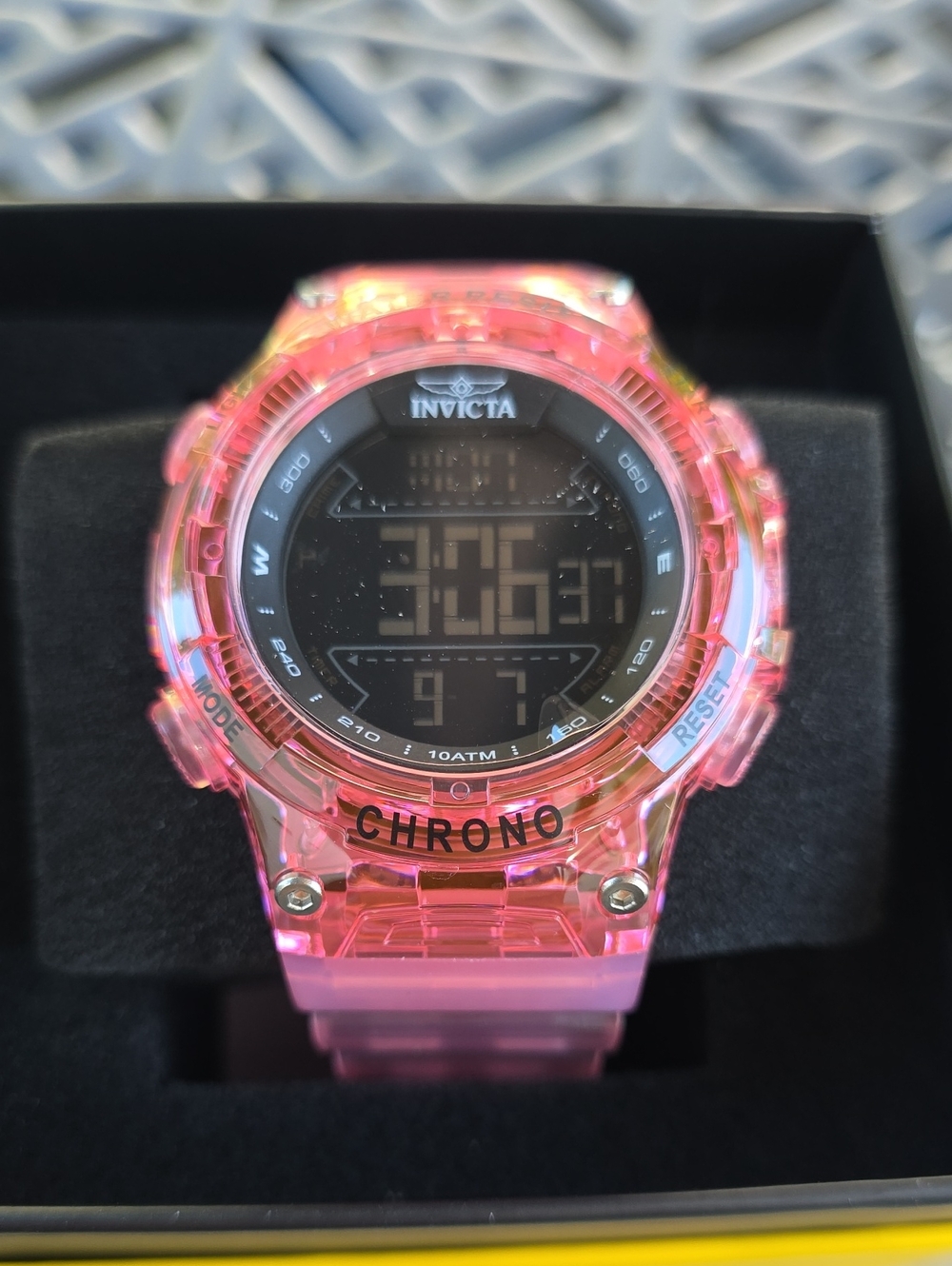 685.  Invicta Racing Burnout Digital Men's Watch  52mm Transparent, Pink (49047)